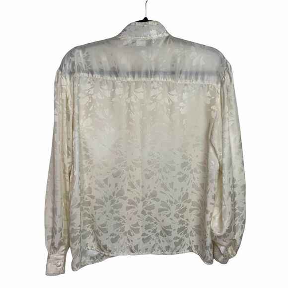 Vintage Howard Wolf Cottage Core, Western Style Cream Satin Blouse (N5) - Picture 7 of 7